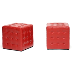 Baxton Studio Siskal Red Modern Cube Ottoman (Set of 2) Baxton Studio Siskal Red Modern Cube Ottoman (Set of 2), Baxton Studio Affordable Modern Furniture